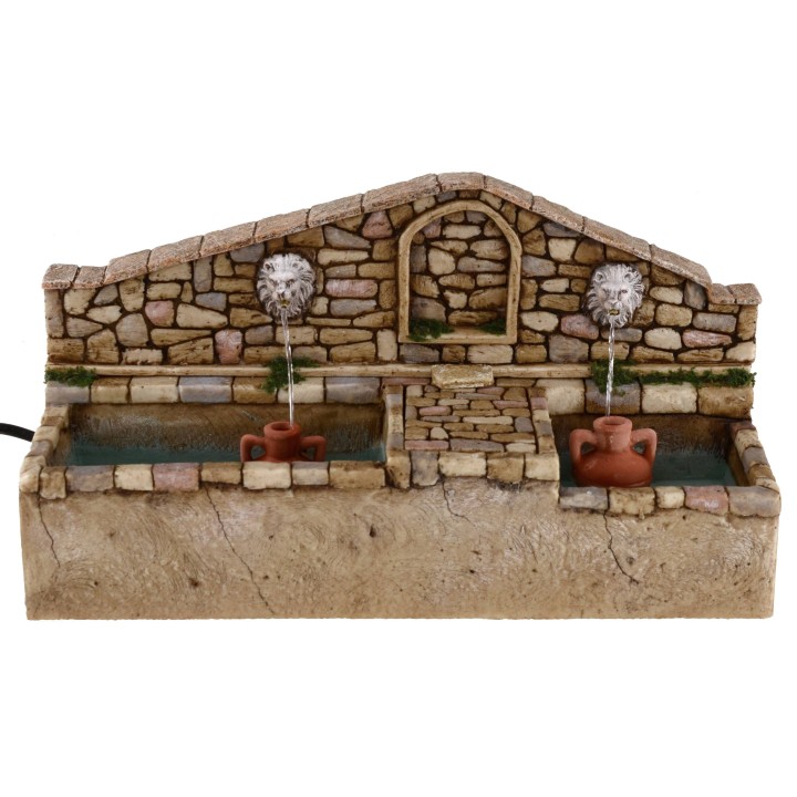 Fountain with lions at two water exits cm 30x11x16, 5 h.