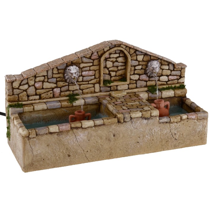 Fuente con leones de dos salidas de agua de 30x11x16,5 cm h.