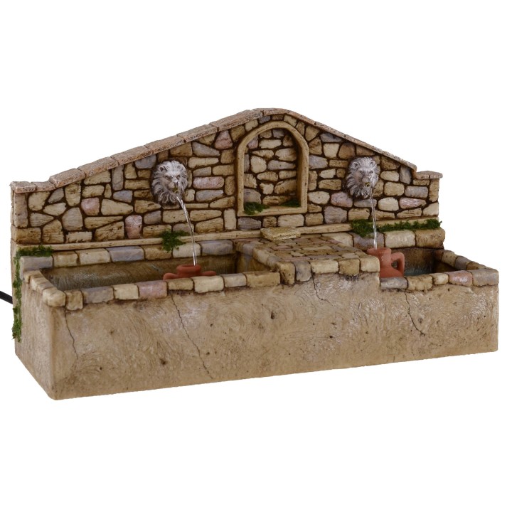 Fountain with lions at two water exits cm 30x11x16, 5 h.