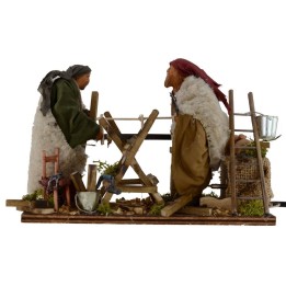 Pareja de leñadores árabes en movimiento serie 14 cm