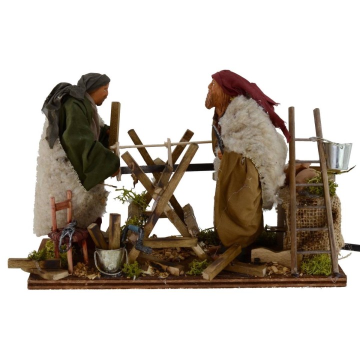 Coppia di boscaioli arabi in movimento serie 14 cm