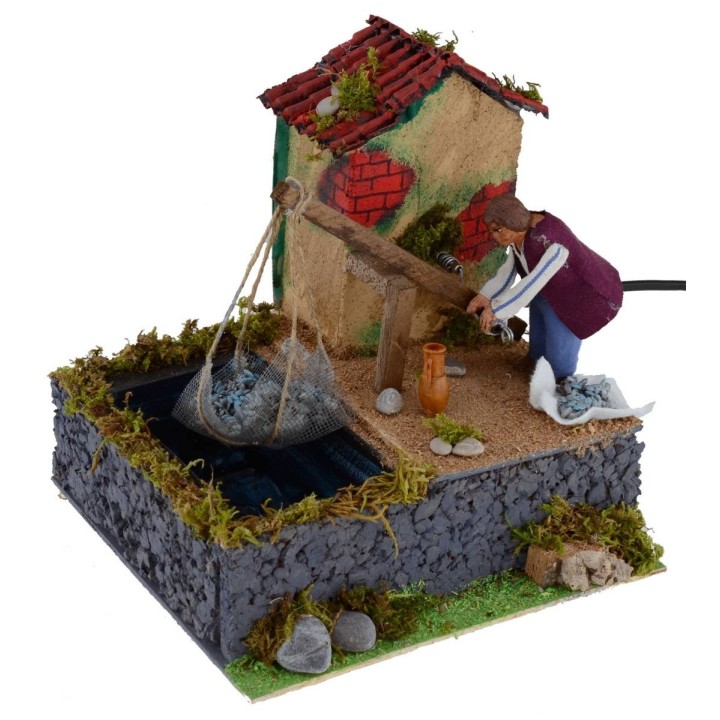 Pescador con balancín en movimiento serie 10 cm