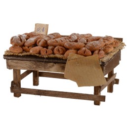 Banco de madera con pan cm 9x6,5x4,5 h para estatuas de 10-12 cm