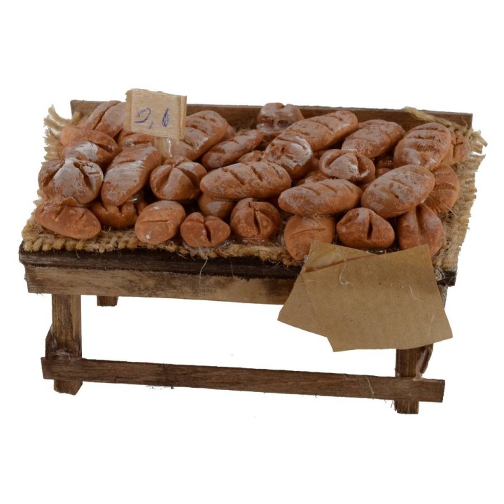 Banco de madera con pan cm 9x6,5x4,5 h para estatuas de 10-12 cm