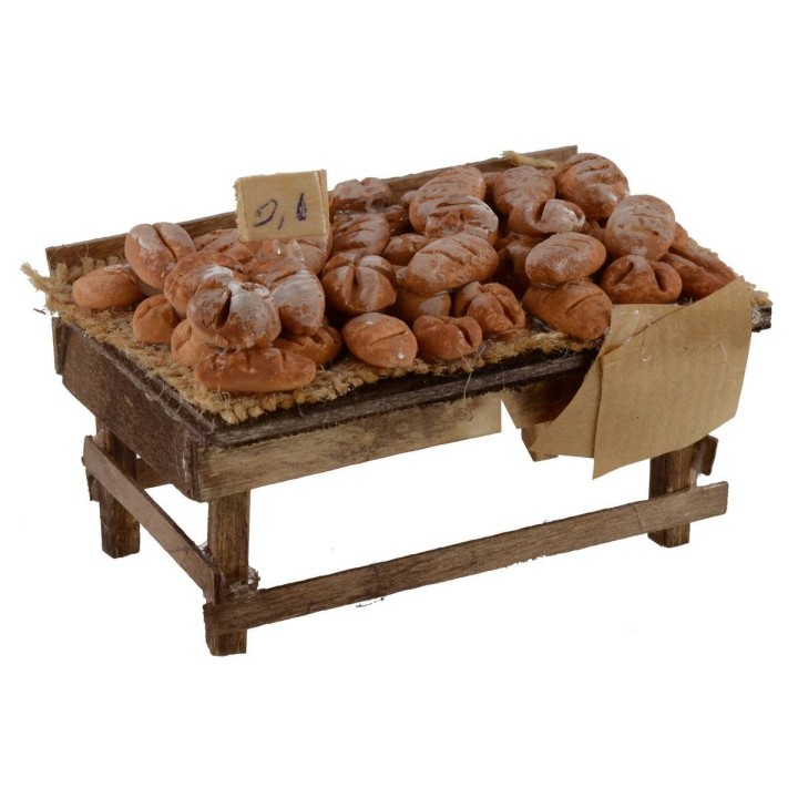 Banco de madera con pan cm 9x6,5x4,5 h para estatuas de 10-12 cm