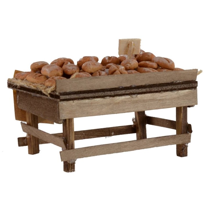 Banco de madera con pan cm 9x6,5x4,5 h para estatuas de 10-12 cm