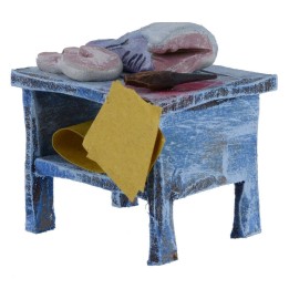 Banco de madera con pez de 5,5x4,5x6 cm de altura para estatuas