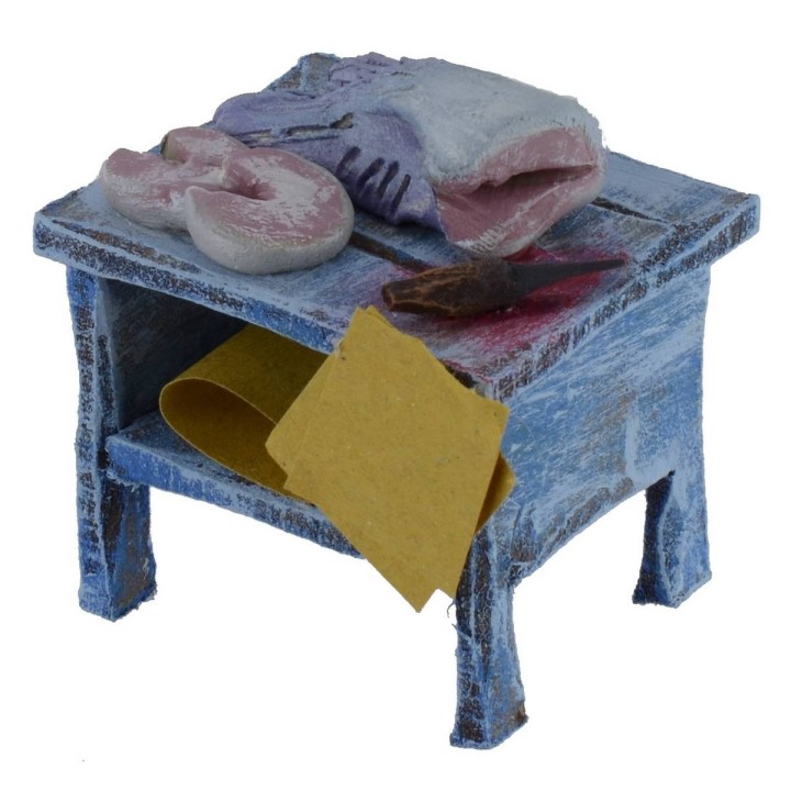 Banco in legno con pesce cm 5,5x4,5x6 h per statue da 10 cm