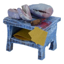 Banco in legno con pesce cm 3,5x3x4 h per statue da 6 cm