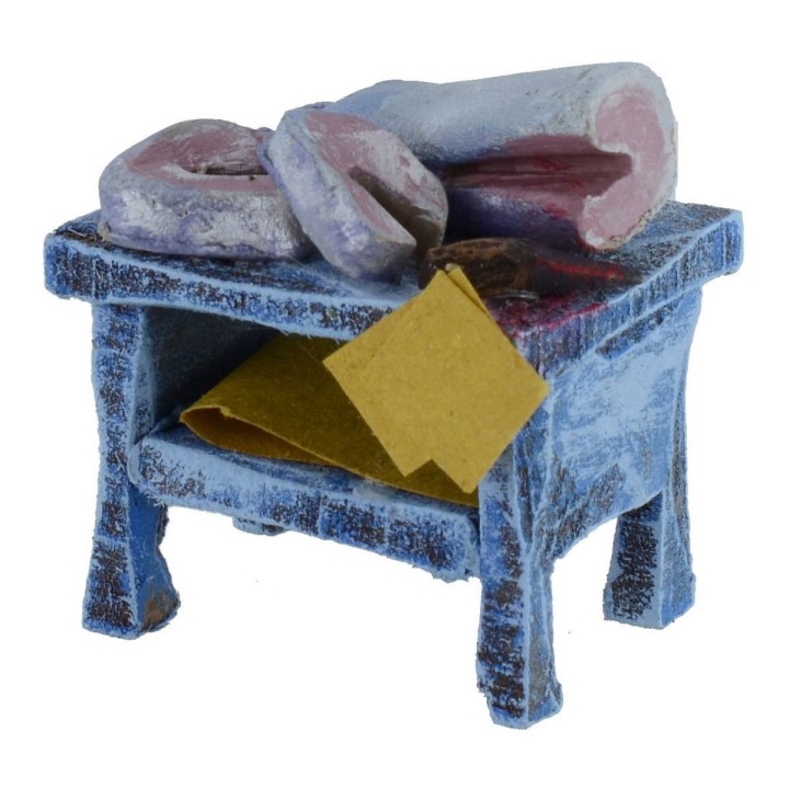 Banco in legno con pesce cm 3,5x3x4 h per statue da 6 cm