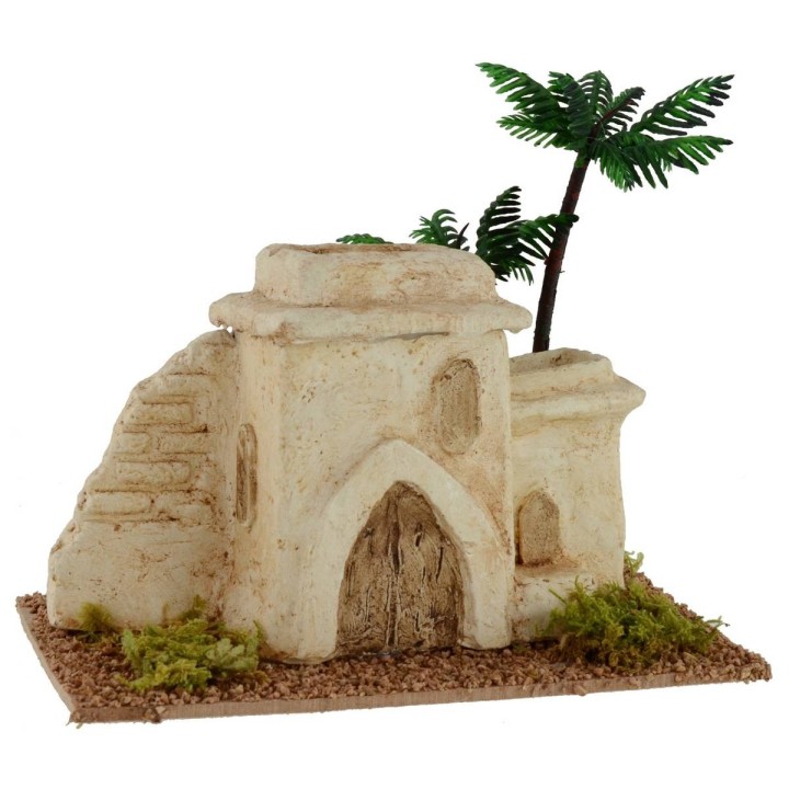 Casa palestina con ruina de muro cm 18x11x16 h