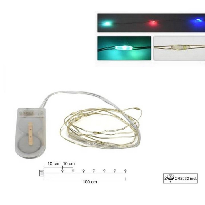 10 Micro led multicolore con pile incluse