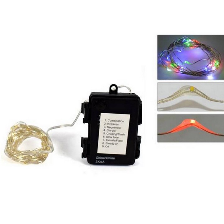 30 micro LED de colores a pilas con juegos para exterior e