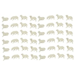Conjunto de 48 ovejas de 2-2,5x1,4-1,8 cm de altura.