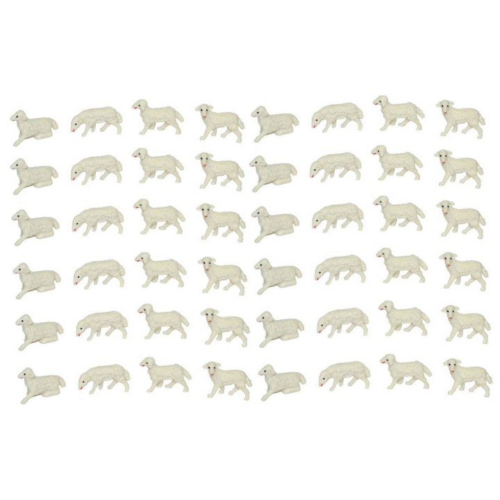 Conjunto de 48 ovejas de 2-2,5x1,4-1,8 cm de altura.