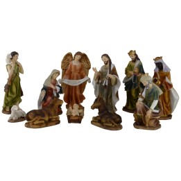Natività in set da 11 soggetti cm 20 in resina