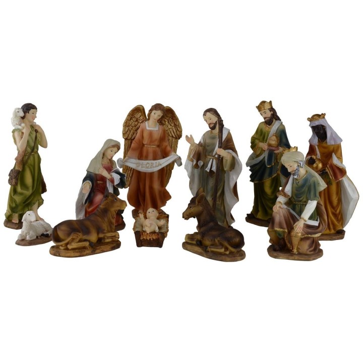 Natività in set da 11 soggetti cm 20 in resina