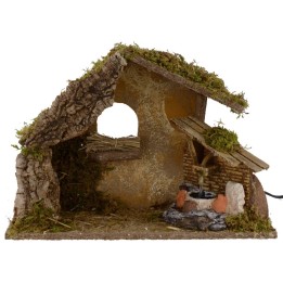 Cabaña con fuente que funciona cm 36x16,5x24,5 h para Natividad