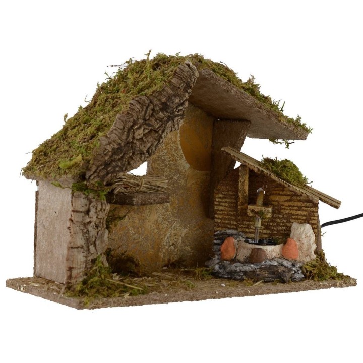 Cabaña con fuente que funciona cm 36x16,5x24,5 h para Natividad