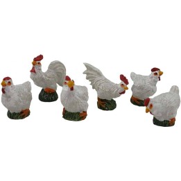 Conjunto de 6 gallinas de resina de 3 cm