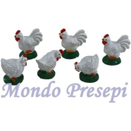 Juego de 6 gallinas de resina de 3,5-4 cm