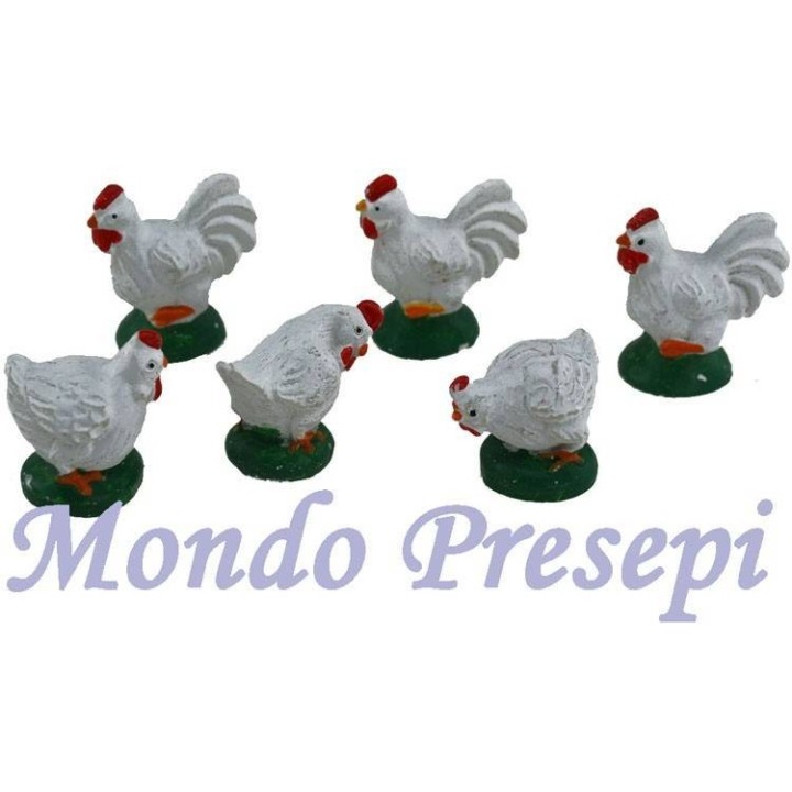 Set 6 galline in resina 3,5-4 cm