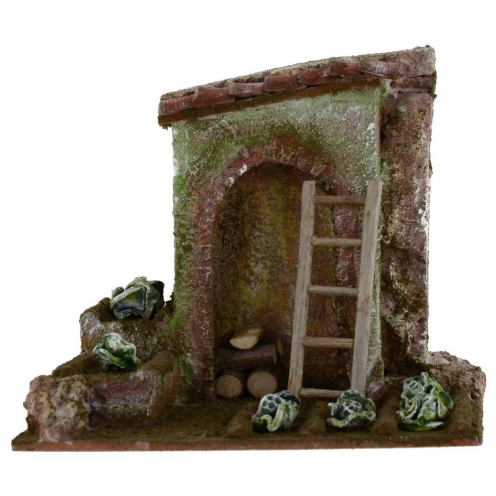 Huerto para belén con trastero de 19,5x14,5x17 cm de altura