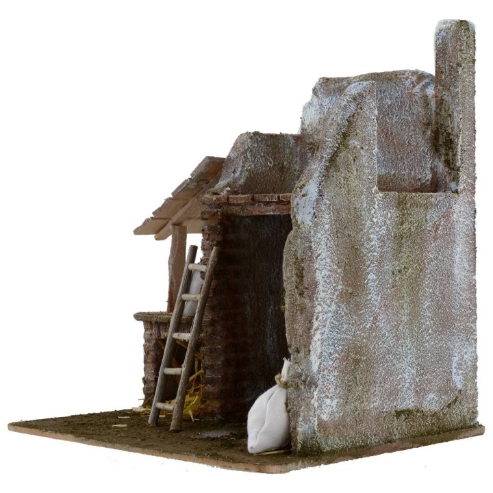 Barn with wooden pergola cm 24x17,5x25 h for statues 12 cm