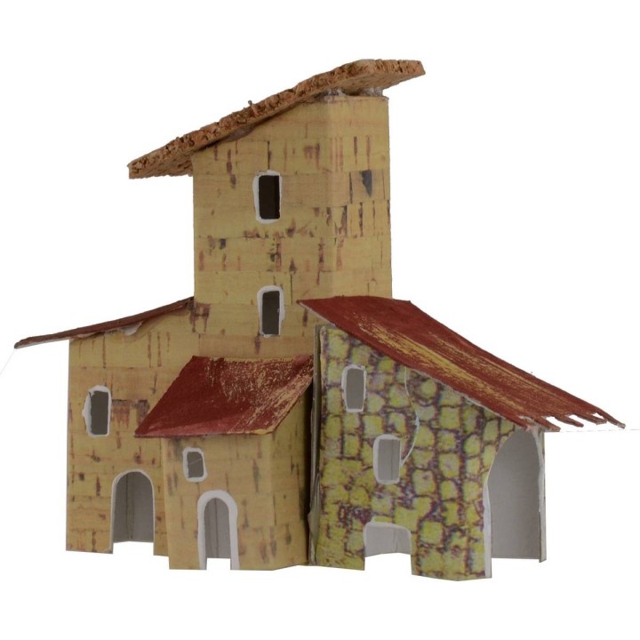 Casita rústica para belén de 12x5,5x10 cm h