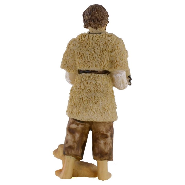Shepherd with lamb and dog 10 cm in resin