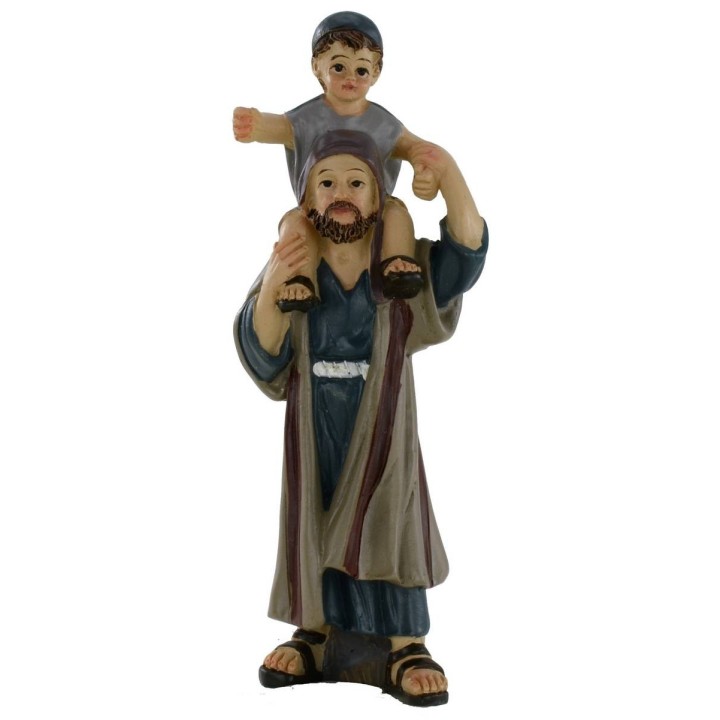 Man with child on his shoulders series 10 cm in resin