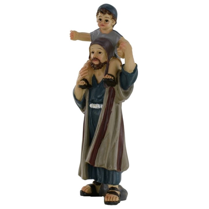 Hombre con niño sobre los hombros serie 10 cm en resina