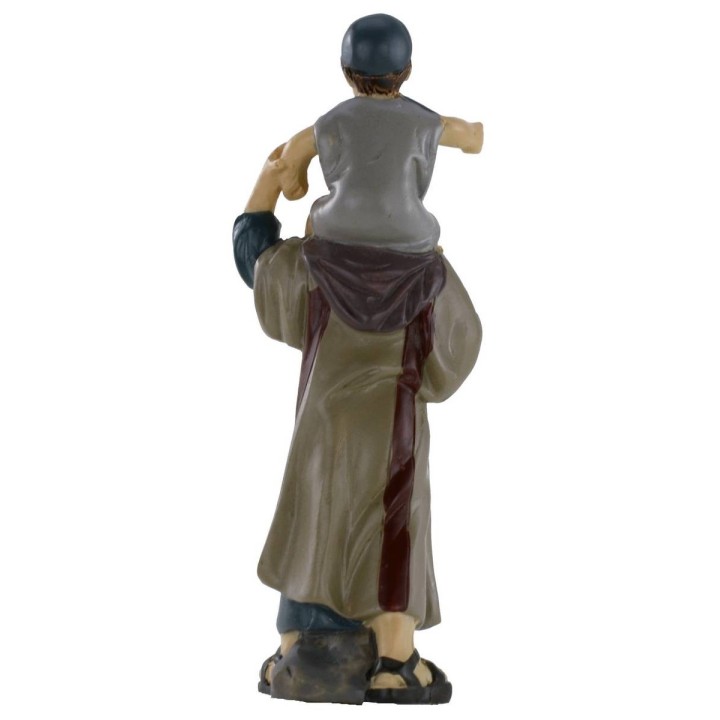 Uomo con bambino sulle spalle serie 10 cm in resina