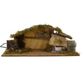 Cabaña con fuego y fuente funcionales cm 54x25x21 h para