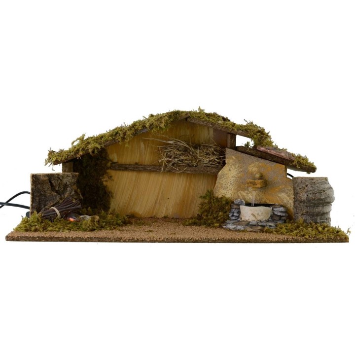 Capanna con fuoco e fontana funzionanti cm 54x25x21 h per