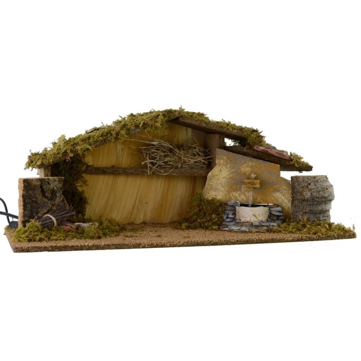 Hut with fire and functioning fountain cm 54x25x21 h for 8-10
