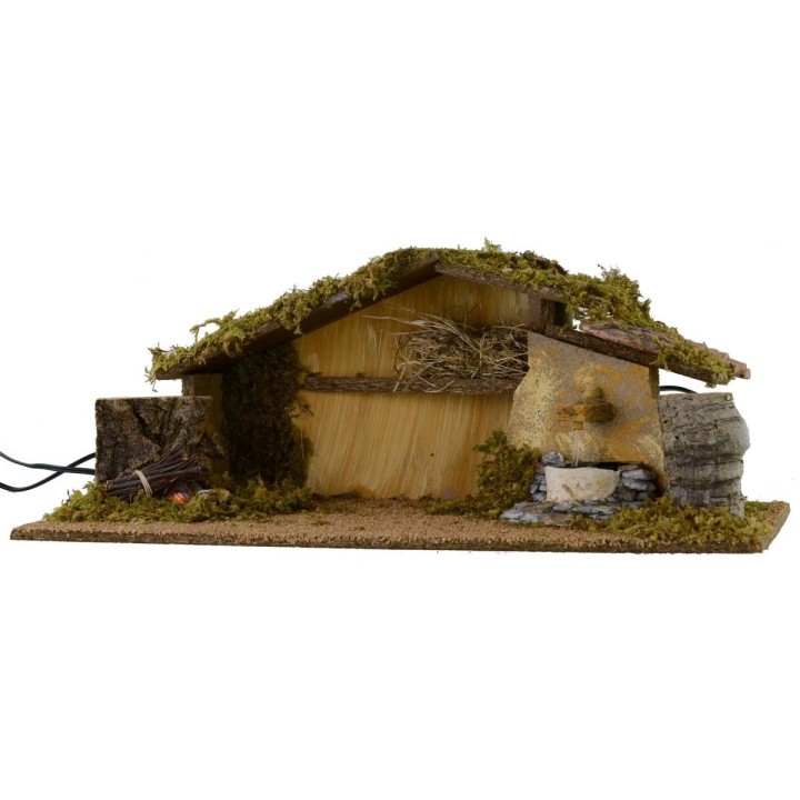 Capanna con fuoco e fontana funzionanti cm 54x25x21 h per