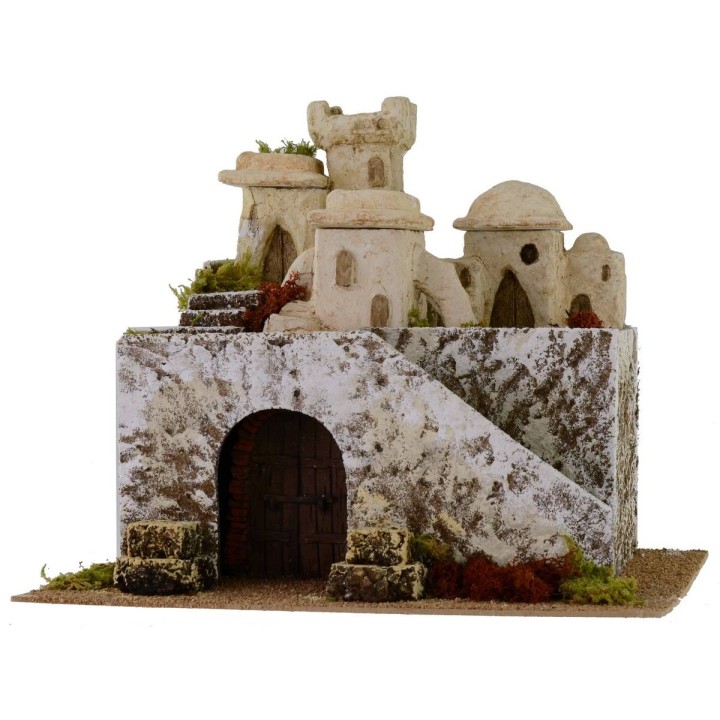 Pueblo palestino de dos pisos cm 37,5x31x31,5 h