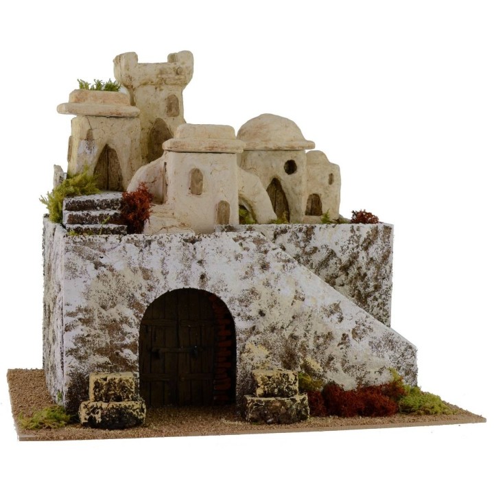 Pueblo palestino de dos pisos cm 37,5x31x31,5 h