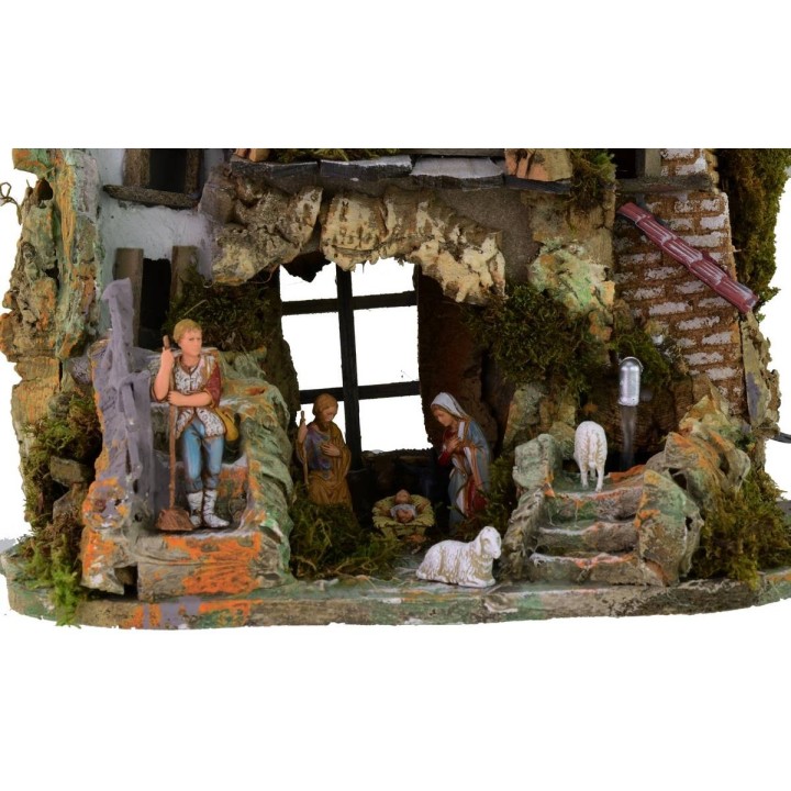 Complete nativity scene with Landi statues and working fountain