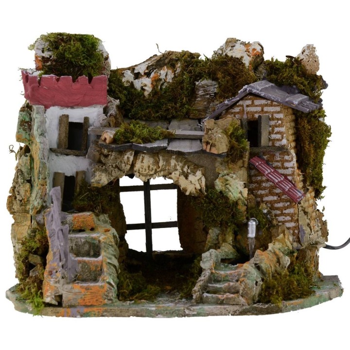 Presepe con fontana funzionante e grotta cm 37,5x27x30 h