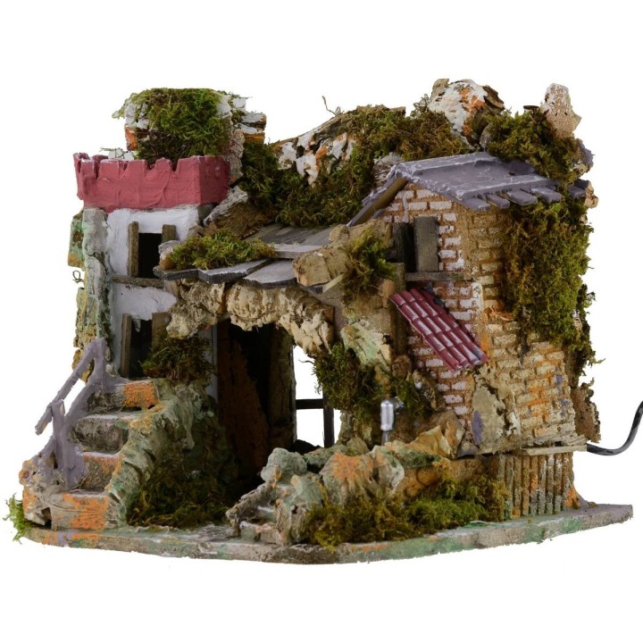 Presepe con fontana funzionante e grotta cm 37,5x27x30 h