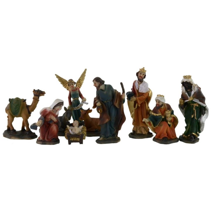 Set 10 figure 7 cm Natività presepe, Re Magi, angelo e cammello
