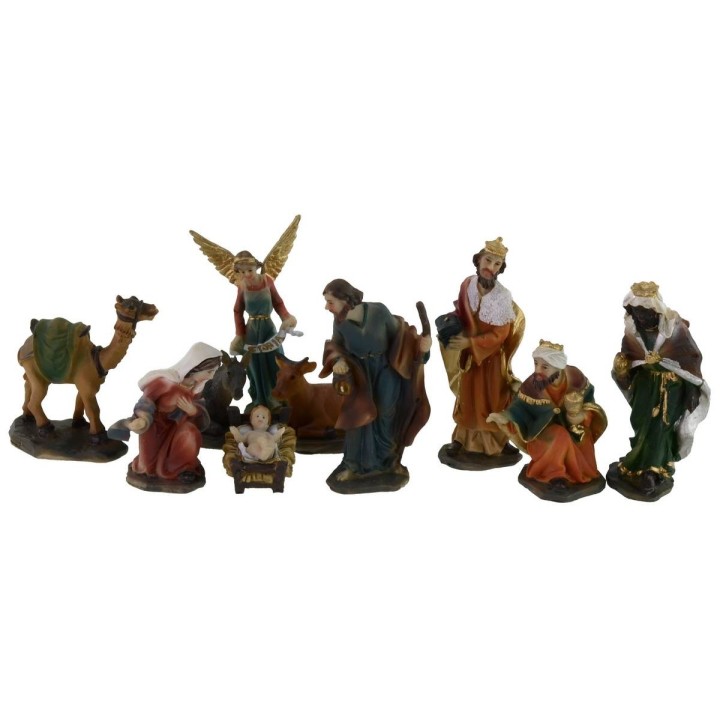 Set 10 figure 7 cm Natività presepe, Re Magi, angelo e cammello