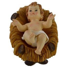 Niño Jesús cm 7x10 en resina con cuna para estatuas de 25-30 cm