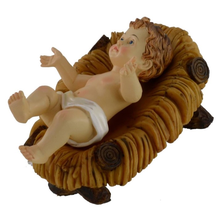 Baby Jesus cm 7x10 in resin with cradle for 25-30 cm statues