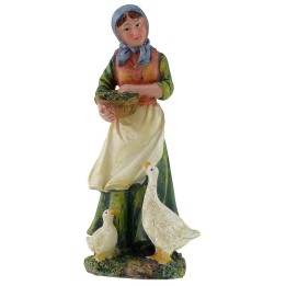 Campesina con gansos de 20 cm en resina