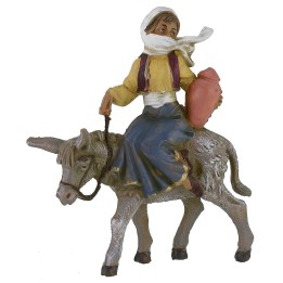Girl with amphora on donkey 12 cm series Fontanini