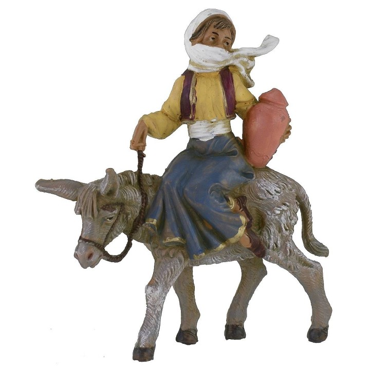 Chica con ánfora sobre el burro serie 12 cm Fontanini