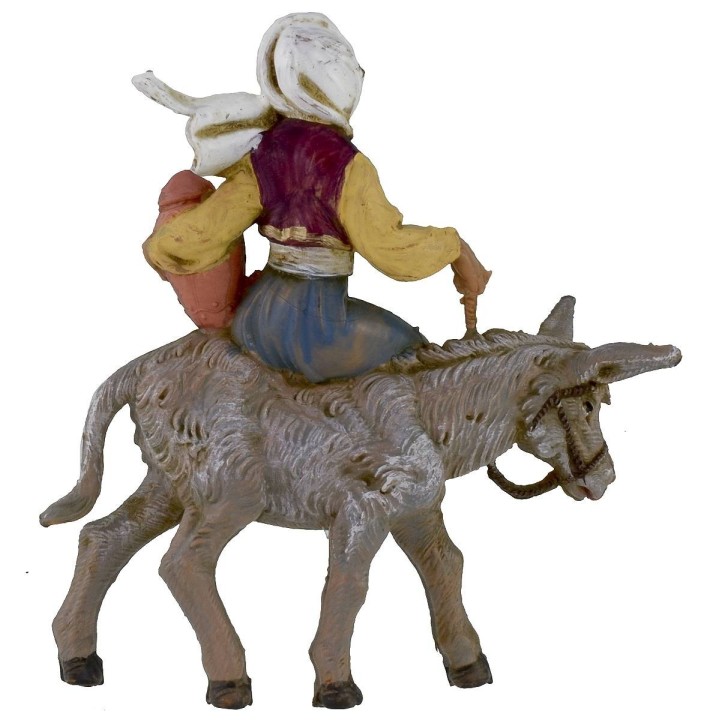 Girl with amphora on donkey 12 cm series Fontanini